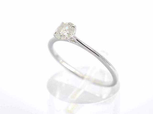 Witgouden ring solitair met natuurlijke briljant geslepen diamanten - afbeelding 6 van  11