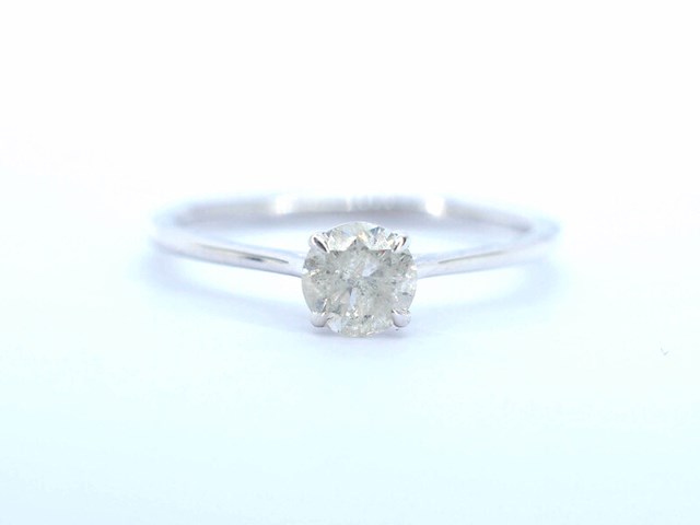 Witgouden ring solitair met natuurlijke briljant geslepen diamanten - afbeelding 7 van  11