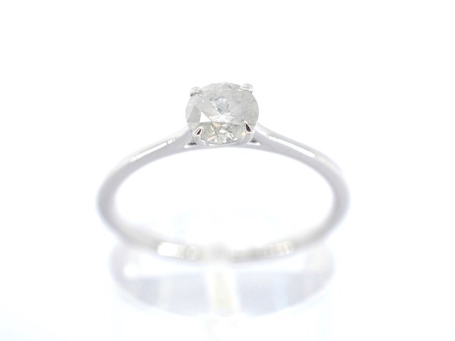 Witgouden ring solitair met natuurlijke briljant geslepen diamanten - afbeelding 1 van  9