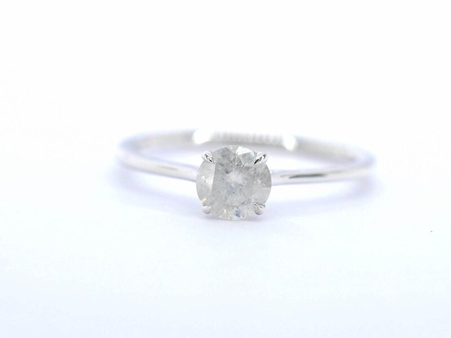 Witgouden ring solitair met natuurlijke briljant geslepen diamanten - afbeelding 5 van  9