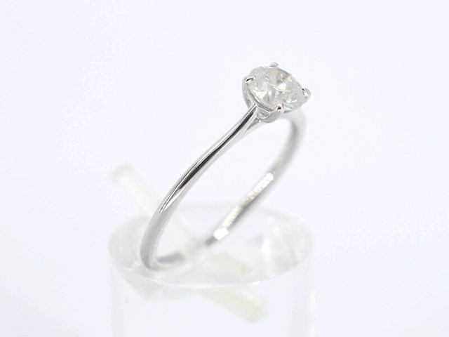 Witgouden ring solitair met natuurlijke briljant geslepen diamanten - afbeelding 7 van  12