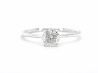 Witgouden ring solitair met natuurlijke briljant geslepen diamanten - afbeelding 8 van  12