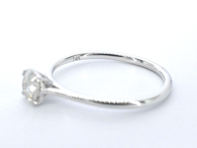 Witgouden ring solitair met natuurlijke briljant geslepen diamanten - afbeelding 10 van  12