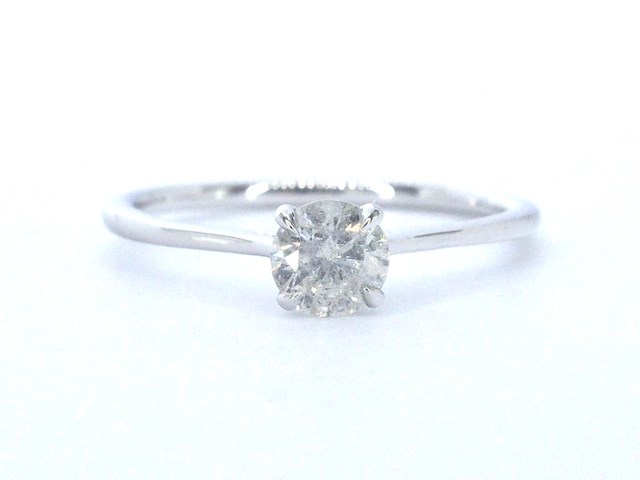Witgouden ring solitair met natuurlijke briljant geslepen diamanten - afbeelding 1 van  12