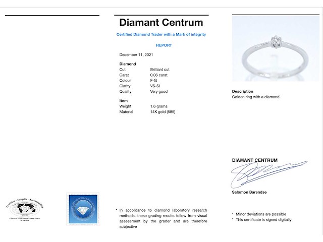 Witgouden ring solitaire met een briljant geslepen diamant - afbeelding 4 van  10