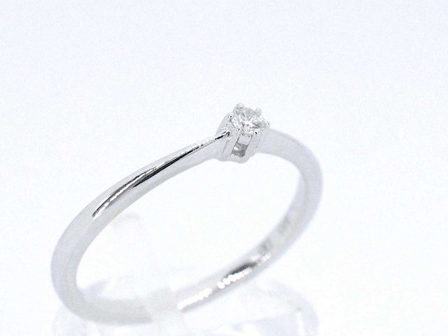 Witgouden ring solitaire met een briljant geslepen diamant - afbeelding 6 van  10