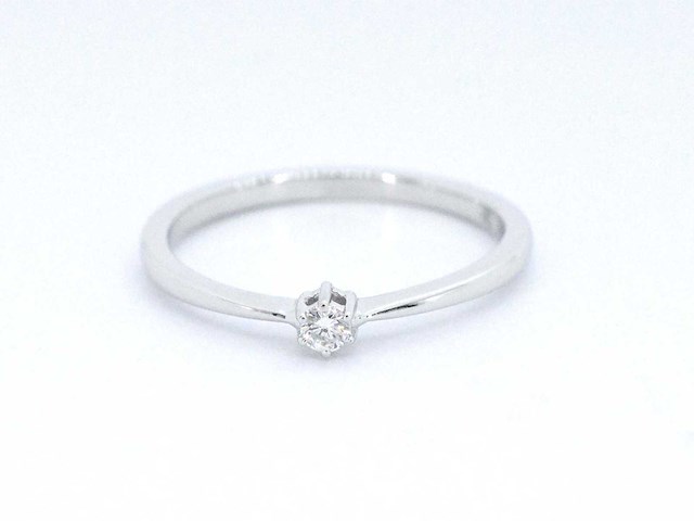 Witgouden ring solitaire met een briljant geslepen diamant - afbeelding 8 van  10