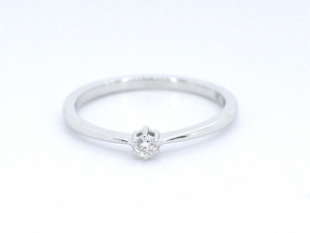 Witgouden ring solitaire met een briljant geslepen diamant - afbeelding 8 van  11