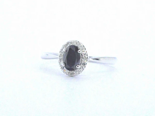 Witgouden ring zwarte diamant - afbeelding 6 van  8