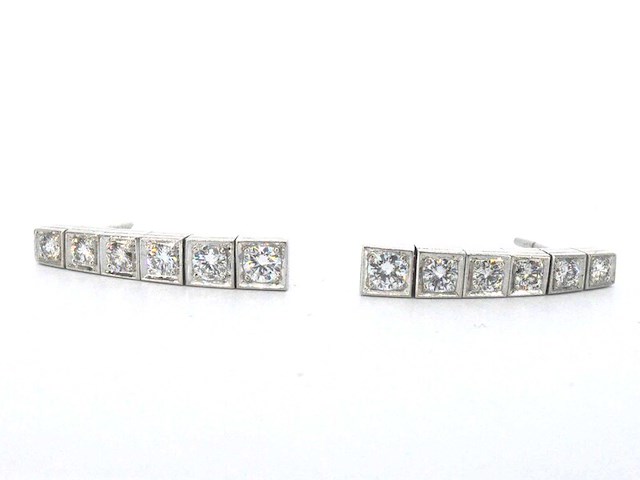 Witgouden riviera oorbellen met natuurlijke diamant - afbeelding 2 van  8