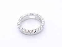 Witgouden ronde hanger met briljant geslepen diamanten, excl. ketting - afbeelding 6 van  9