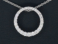 Witgouden ronde hanger met briljant geslepen diamanten, excl. ketting