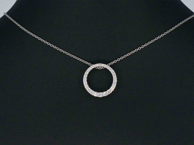 Witgouden ronde hanger met briljant geslepen diamanten, excl. ketting - afbeelding 2 van  9