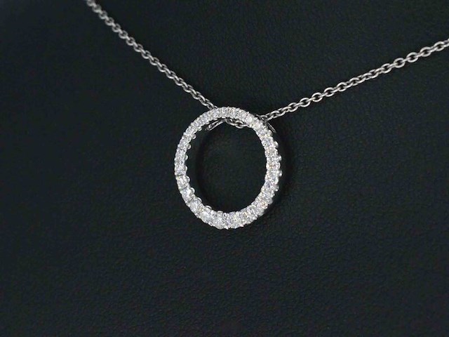 Witgouden ronde hanger met briljant geslepen diamanten, excl. ketting - afbeelding 3 van  9