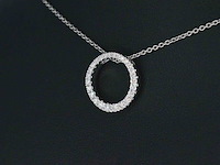 Witgouden ronde hanger met briljant geslepen diamanten, excl. ketting - afbeelding 3 van  9