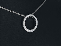 Witgouden ronde hanger met briljant geslepen diamanten, excl. ketting - afbeelding 4 van  9