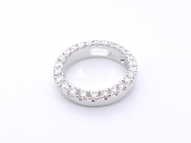 Witgouden ronde hanger met briljant geslepen diamanten, excl. ketting - afbeelding 6 van  9