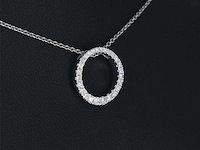 Witgouden ronde hanger met briljant geslepen diamanten - afbeelding 5 van  8