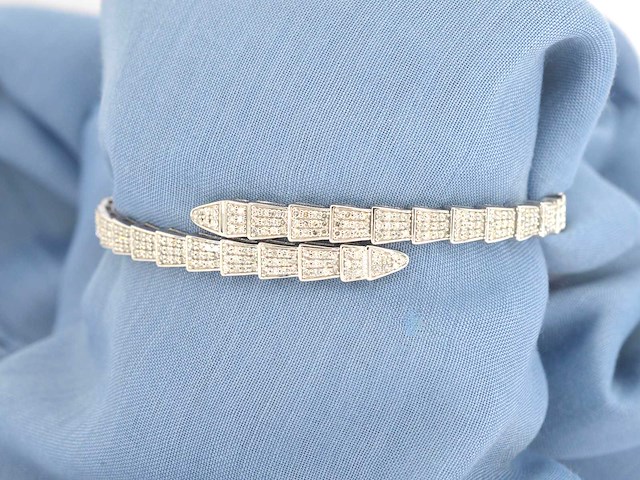 Witgouden serpent armband met natuurlijke diamanten - afbeelding 1 van  4