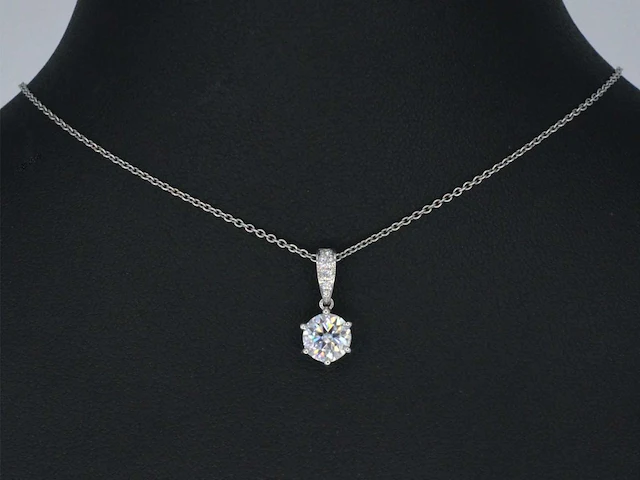 Witgouden solitair hanger diamant 1.00 ct - afbeelding 2 van  6
