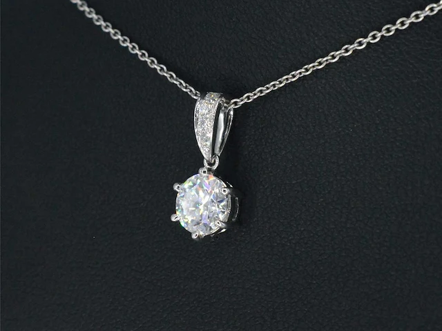 Witgouden solitair hanger diamant 1.00 ct - afbeelding 3 van  6