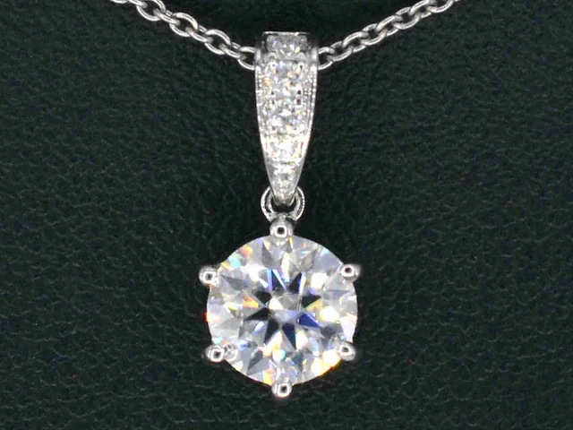 Witgouden solitair hanger diamant 1.00 ct - afbeelding 1 van  6