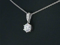 Witgouden solitair hanger diamant 1.00 ct - afbeelding 3 van  6