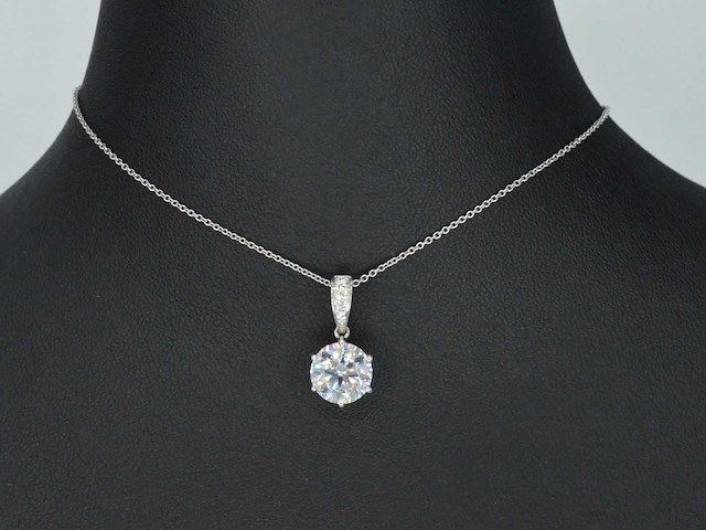 Witgouden solitair hanger met diamant 1.50 carat exclusief ketting - afbeelding 2 van  6