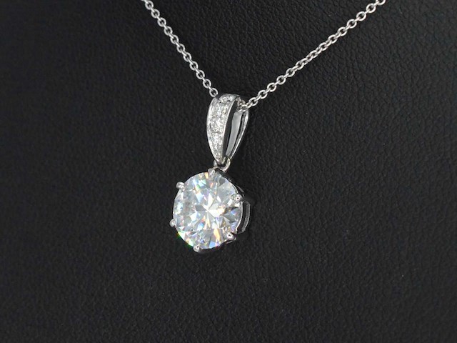 Witgouden solitair hanger met diamant 1.50 carat exclusief ketting - afbeelding 4 van  6