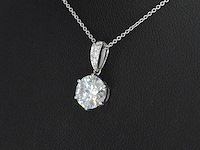 Witgouden solitair hanger met diamant 1.50 carat exclusief ketting - afbeelding 4 van  6