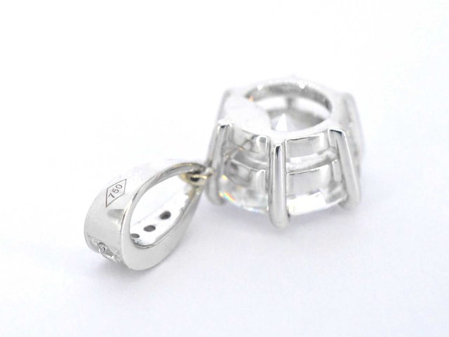 Witgouden solitair hanger met diamant 1.50 carat exclusief ketting - afbeelding 6 van  6