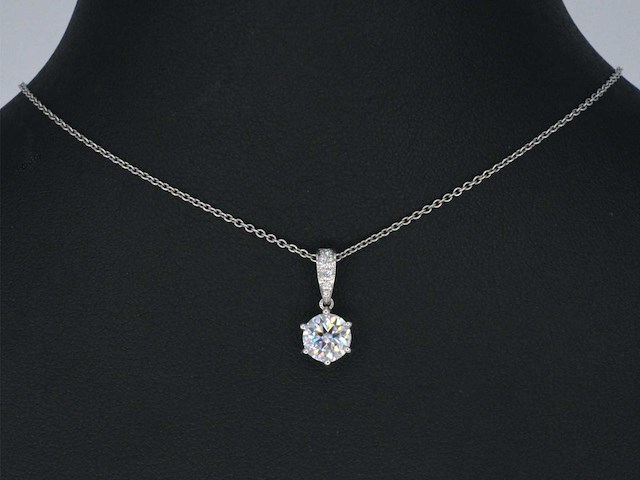 Witgouden solitair hanger met een diamant 1.00 carat - afbeelding 2 van  6