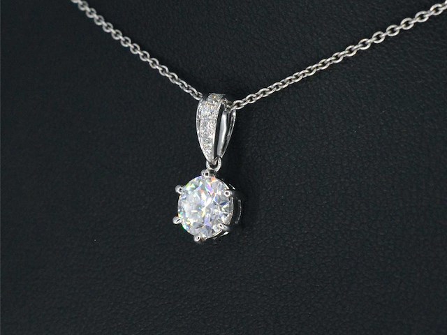 Witgouden solitair hanger met een diamant 1.00 carat - afbeelding 4 van  6