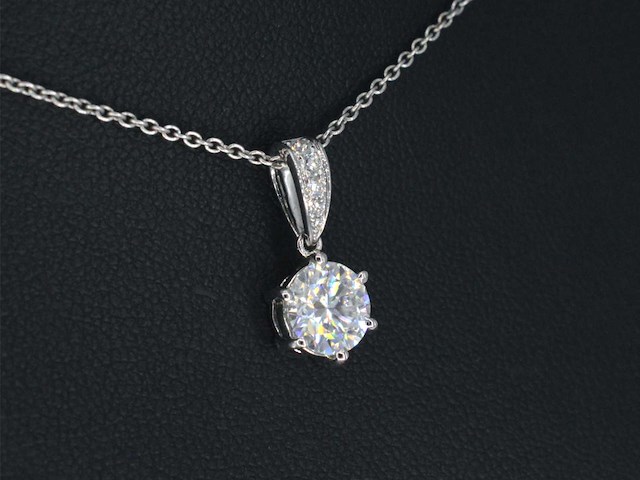 Witgouden solitair hanger met een diamant 1.00 carat - afbeelding 5 van  6