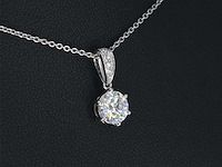 Witgouden solitair hanger met een diamant 1.00 carat - afbeelding 5 van  6