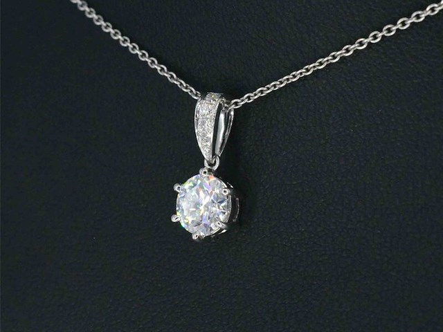 Witgouden solitair hanger met een diamant van 1.00 carat, excl. ketting - afbeelding 3 van  7