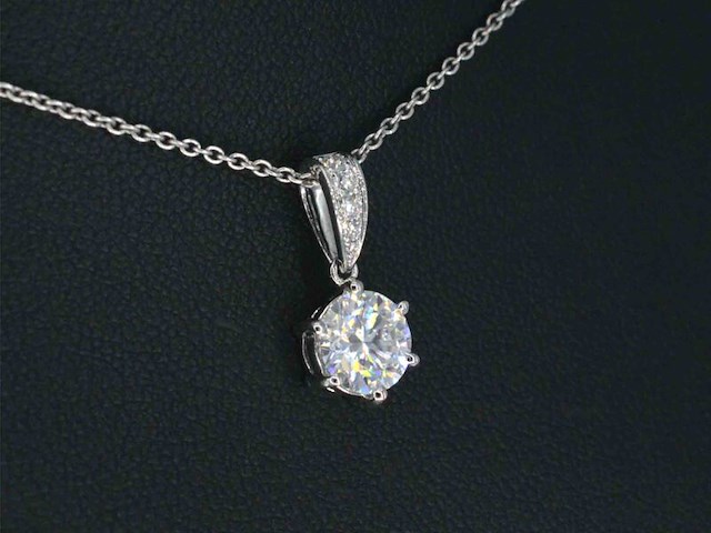 Witgouden solitair hanger met een diamant van 1.00 carat, excl. ketting - afbeelding 4 van  5