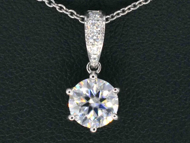 Witgouden solitair hanger met een diamant van 1.00 carat, excl. ketting - afbeelding 1 van  7