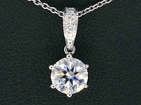 Witgouden solitair hanger met een diamant van 1.00 carat, excl. ketting