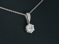 Witgouden solitair hanger met een diamant van 1.00 carat, excl. ketting - afbeelding 4 van  7