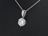 Witgouden solitair hanger met een diamant van 1.50 carat, excl. ketting - afbeelding 3 van  7