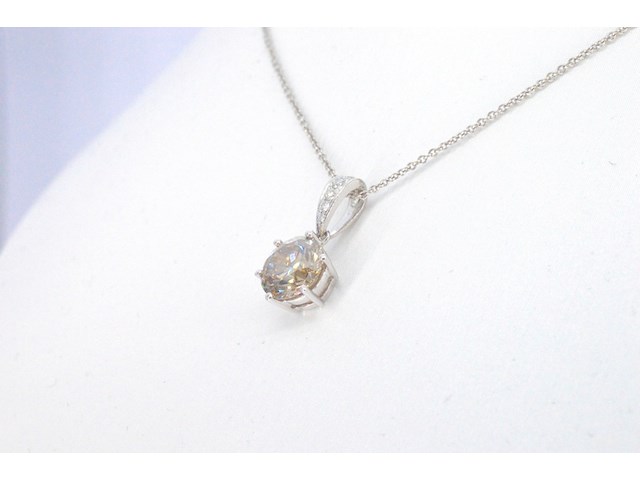 Witgouden solitair hanger met een natuurlijke diamant van 1.50 carat, excl. ketting - afbeelding 5 van  10