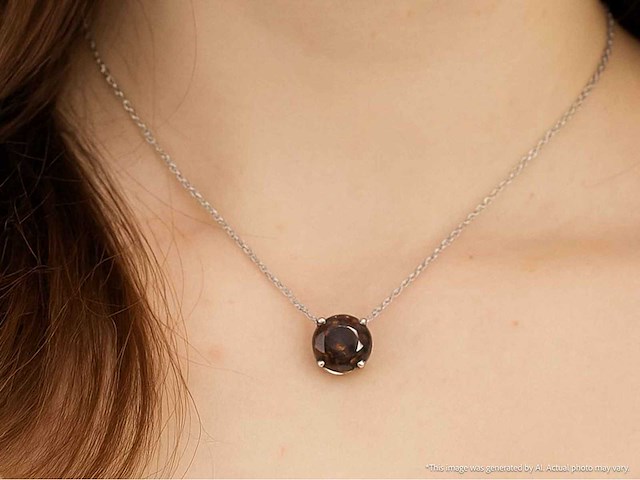 Witgouden solitair ketting met een cognac gekleurde diamant van 1.00 carat - afbeelding 2 van  8
