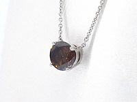 Witgouden solitair ketting met een cognac gekleurde diamant van 1.00 carat - afbeelding 4 van  8