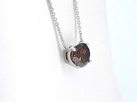 Witgouden solitair ketting met een cognac gekleurde diamant van 1.00 carat - afbeelding 5 van  8