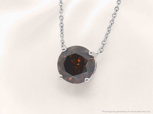 Witgouden solitair ketting met een cognac gekleurde diamant van 1.00 carat - afbeelding 8 van  8