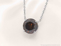 Witgouden solitair ketting met een cognac gekleurde diamant van 1.00 carat - afbeelding 8 van  8