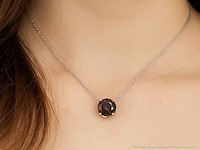 Witgouden solitair ketting met een cognac gekleurde diamant van 1.00 carat - afbeelding 2 van  9