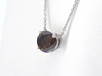 Witgouden solitair ketting met een cognac gekleurde diamant van 1.00 carat - afbeelding 3 van  9