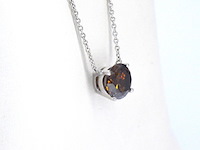 Witgouden solitair ketting met een cognac gekleurde diamant van 1.00 carat - afbeelding 4 van  9
